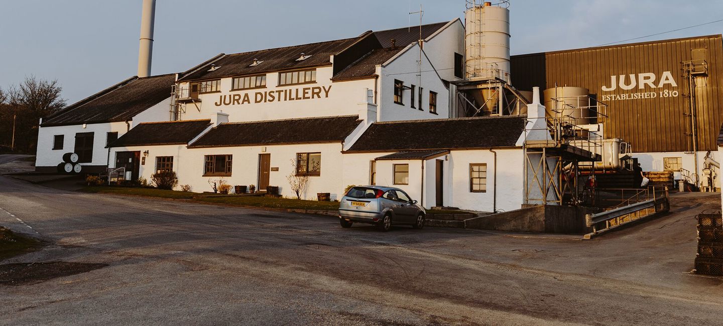 Large Jura Distillery At Sunset April