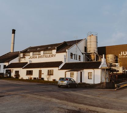 Large Jura Distillery At Sunset April